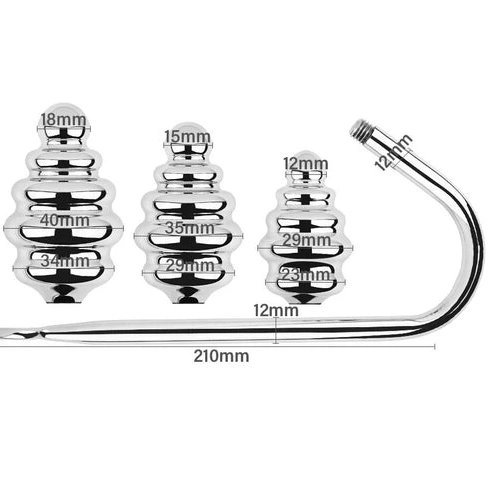 Screw-in Anal Hook GreatBenefit Set 8826 Ribbed 0131